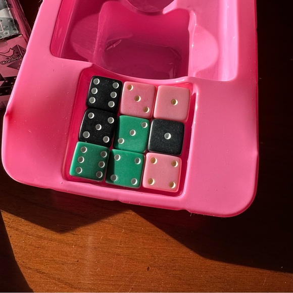 Bunco Social Dice Bell Fuzzy Die Party Game Cardinal Pink Edition 2005 - Picture 3 of 7